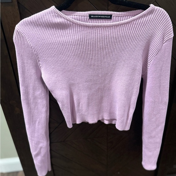Brandy Melville Sweaters - Brandy Melville cropped lavender ribbed 100% cotton sweater- one size
